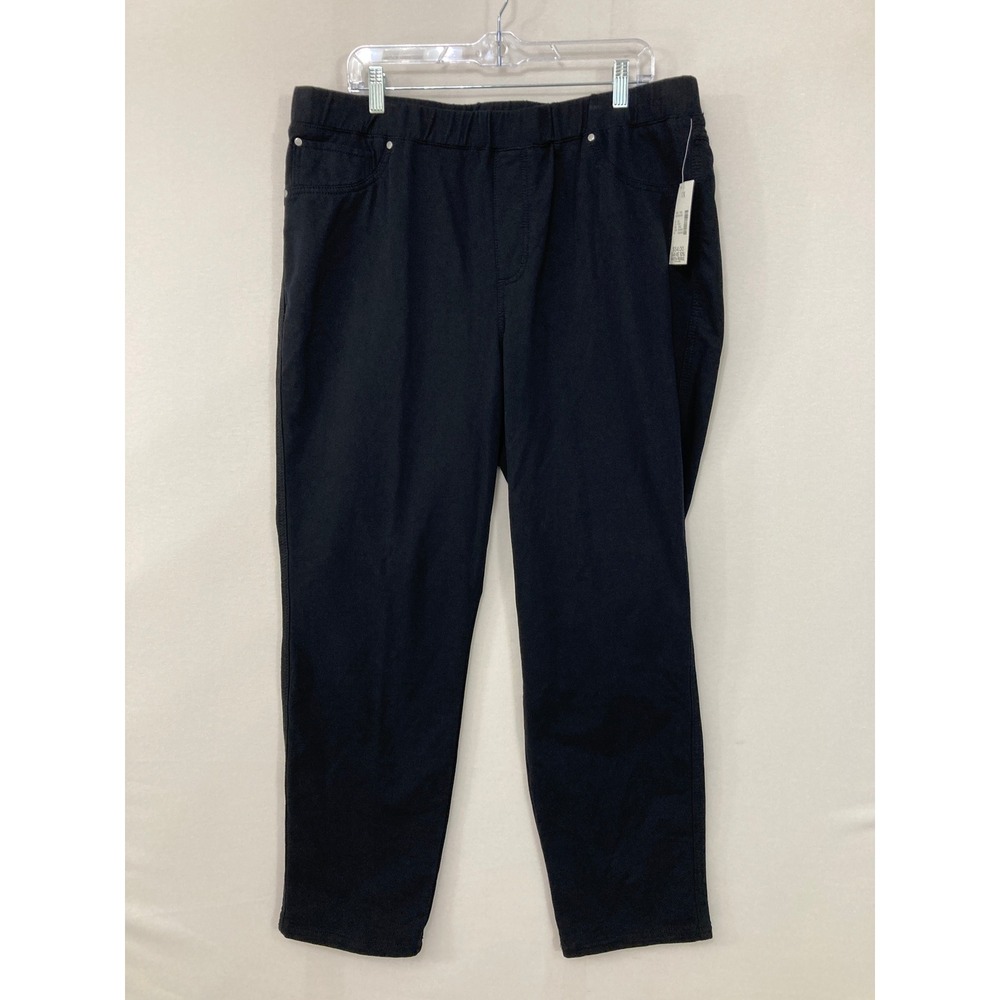 New‎ Catherines Knit Jean Pull On Pants 1X Black Stretch Slimming Fit Comfy